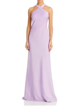 Aidan Maddox Sleeveless Lilac Cross-Neck Maxi Dress